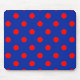 Alfombrilla De Ratón Diseño de patrón de lunares azules sobre rojo