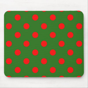 Alfombrilla De Ratón Diseño de patrón de lunares rojos sobre verde