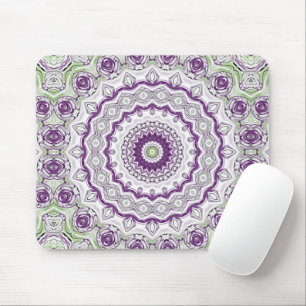 Alfombrilla De Ratón Diseño de Patrón de Mandala Morado y Verde