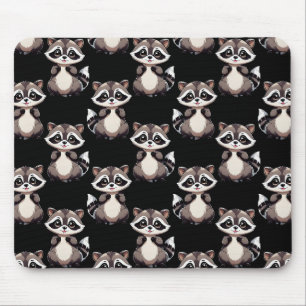 Alfombrilla De Ratón Diseño de patrón de mapache negro
