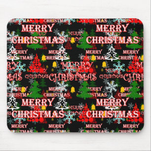 Alfombrilla De Ratón Diseño de patrón de texto decorativo Feliz Navidad