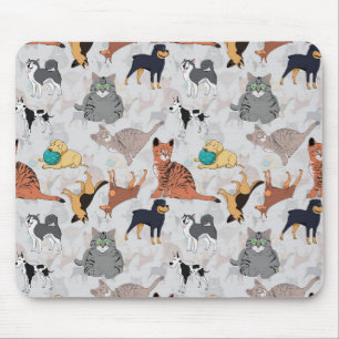 Alfombrilla De Ratón Diseño De Patrones De Perros Y Gatos Cutos