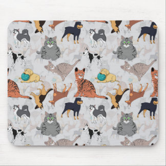 Alfombrilla De Ratón Diseño De Patrones De Perros Y Gatos Cutos
