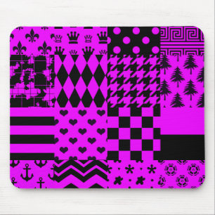 Alfombrilla De Ratón Diseño de patrones púrpura negro mixto
