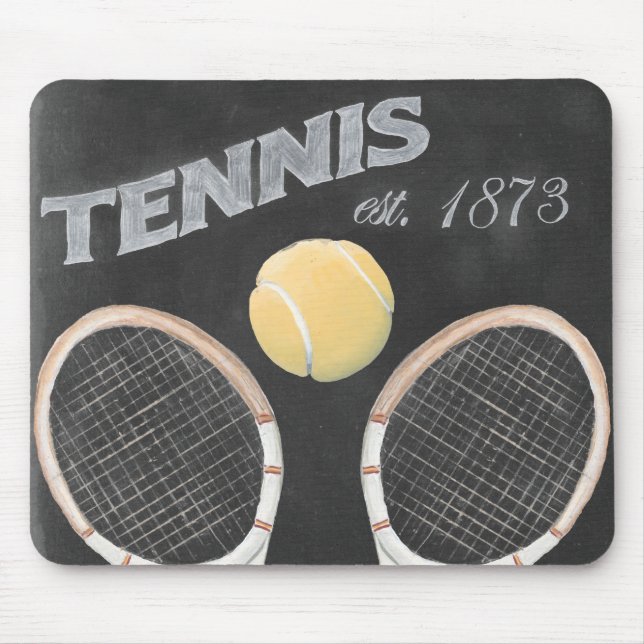 Alfombrilla De Ratón Diseño de pizarra de Chalkboard de Tenis Vintage (Frente)