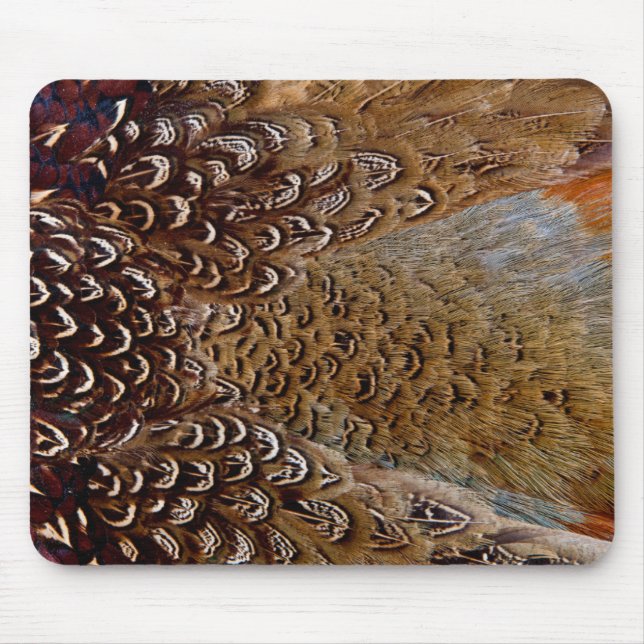 Alfombrilla De Ratón Diseño de pluma de faisán marrón (Frente)