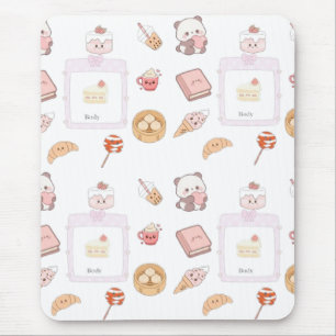 Alfombrilla De Ratón Diseño de postre dulce kawaii rosa lindo