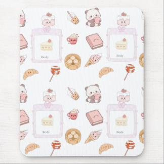 Alfombrilla De Ratón Diseño de postre dulce kawaii rosa lindo