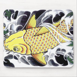 Alfombrilla De Ratón Diseño de tatuaje japonés de pez Koi