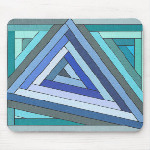 Alfombrilla De Ratón Diseño de triángulo geométrico azul pintado a mano