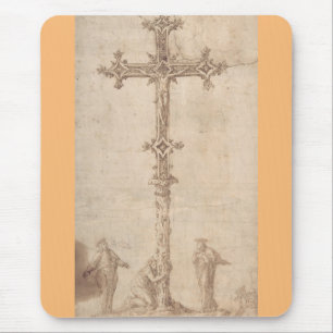Alfombrilla De Ratón Diseño de un Crucifijo con la Virgen María