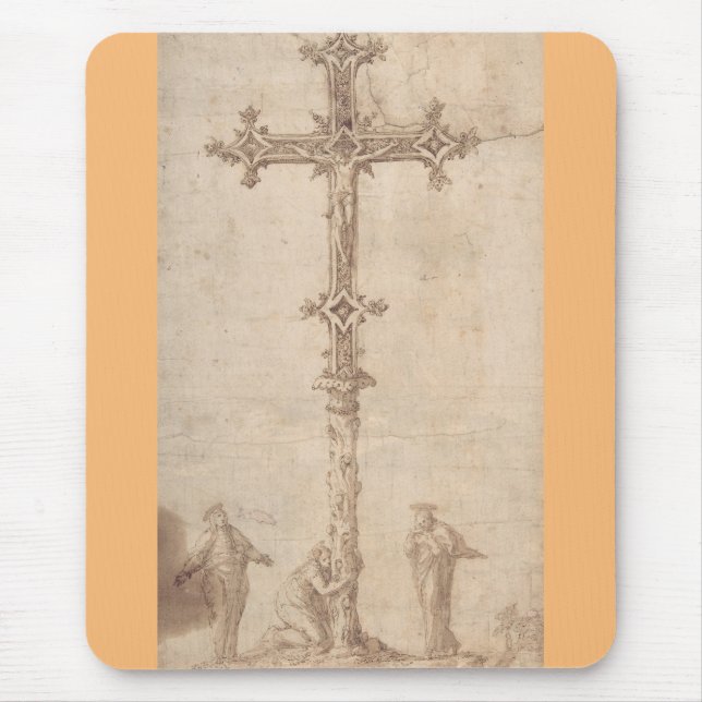 Alfombrilla De Ratón Diseño de un Crucifijo con la Virgen María (Frente)