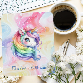 Alfombrilla De Ratón Diseño de unicornio arcoiris con nombre personaliz