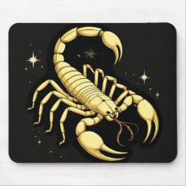 Alfombrilla De Ratón Diseño de Zodiaco Escorpión Dorado con Ornamentos