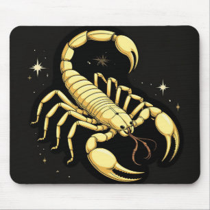 Alfombrilla De Ratón Diseño de Zodiaco Escorpión Dorado con Ornamentos