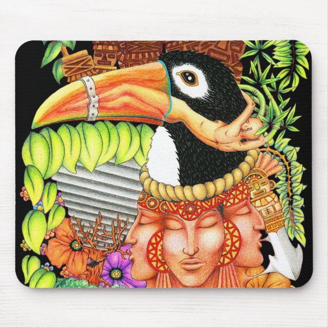 Alfombrilla De Ratón Diseño del arte de la fantasía de Toucan (Frente)
