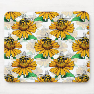 Alfombrilla De Ratón Diseño del patrón de flor de girasol