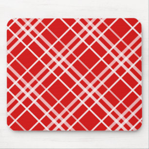 Alfombrilla De Ratón Diseño del patrón de trazos de tartán blanco rojo