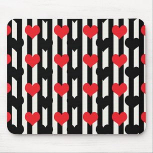 Alfombrilla De Ratón Diseño del patrón del corazón del amor negro rojo 