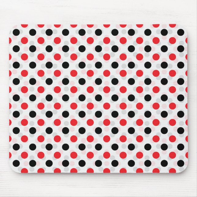 Alfombrilla De Ratón Diseño del patrón textil de puntos de polka negro  (Frente)