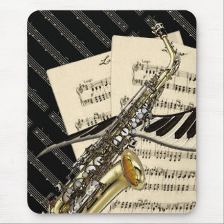 Alfombrilla De Ratón Diseño del saxofón y de la música del piano