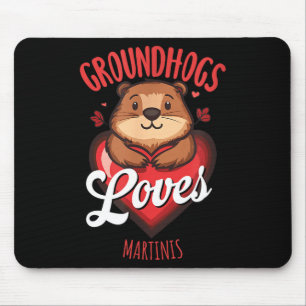 Alfombrilla De Ratón Diseño divertido de Martini del Día de la Marmota 
