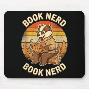 Alfombrilla De Ratón Diseño divertido de nerd de libros tejón leyendo p