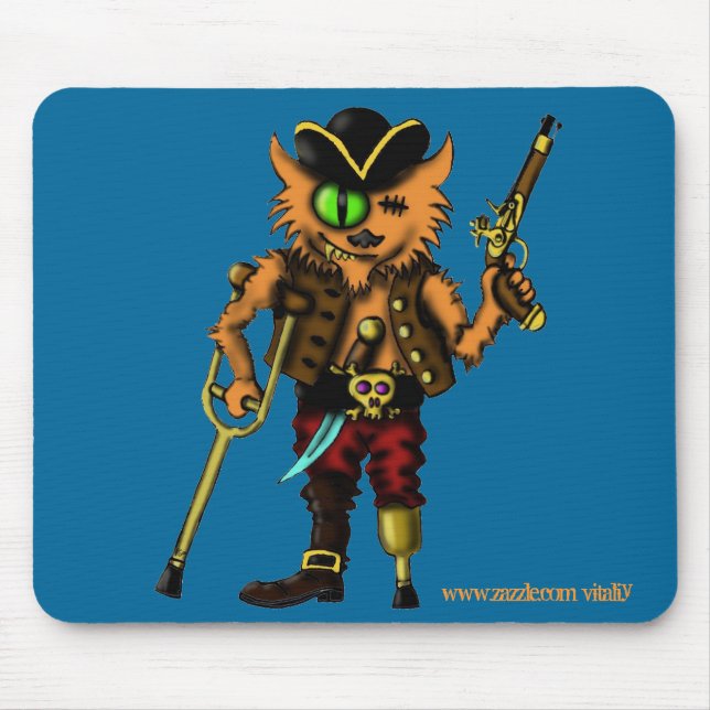 Alfombrilla De Ratón Diseño divertido del mousepad del pirata del gato (Frente)