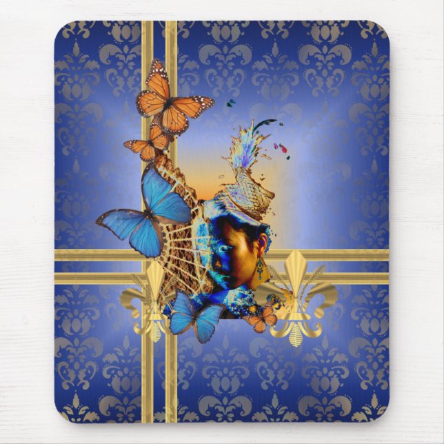 Alfombrilla De Ratón Diseño femenino de bonito y mariposas (Frente)