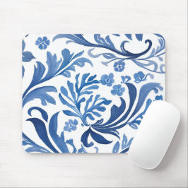 Alfombrilla De Ratón Diseño floral azul y blanco | Patrón de Chinoiseri