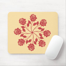 Diseño floral circular mandala de rosa roja elegan