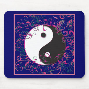 Alfombrilla De Ratón Diseño floral de Yin y Yang