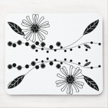 Diseño floral negro y blanco fluido