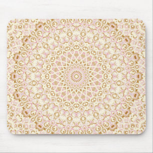 Alfombrilla De Ratón Diseño geométrico de rosa suave y dorado