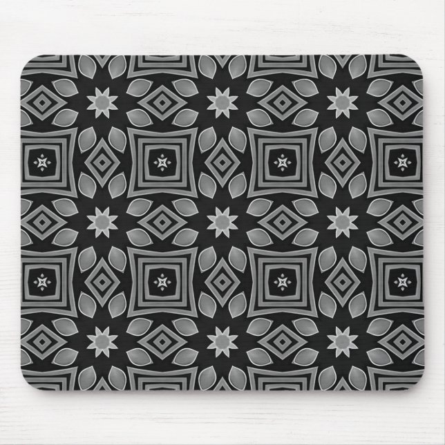 Alfombrilla De Ratón Diseño geométrico negro y gris (Frente)