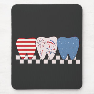 Alfombrilla De Ratón Diseño gráfico de tres dientes 4 de julio
