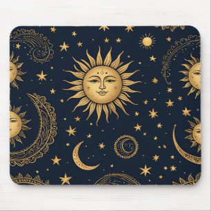 Alfombrilla De Ratón Diseño místico celestial de luna y sol
