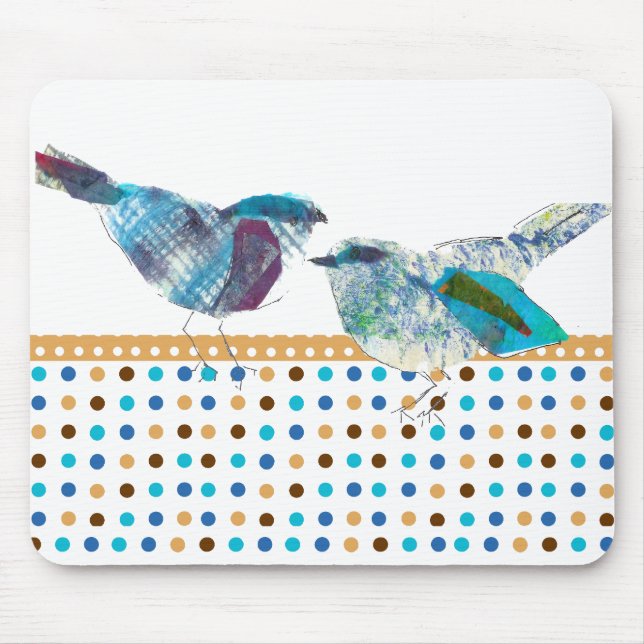 Alfombrilla De Ratón Diseño moderno del pájaro azul retro lindo del (Frente)