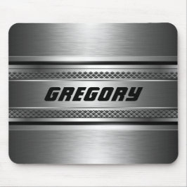 Alfombrilla De Ratón Diseño Monogramado de franjas máculinas Faux Silve