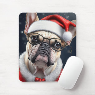 Alfombrilla De Ratón Diseño Navideño de Santa con adorable Bulldog Fran