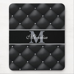 Alfombrilla De Ratón diseño negro lujoso monogramado personalizado
