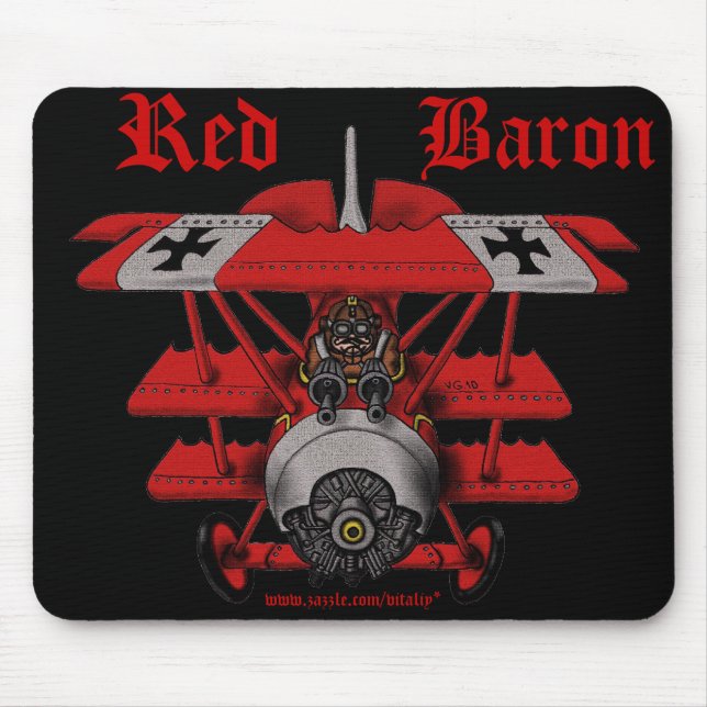 Alfombrilla De Ratón Diseño plano del mousepad del barón rojo fresco (Frente)