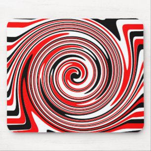 Alfombrilla De Ratón Diseño psicodélico rojo blanco y negro