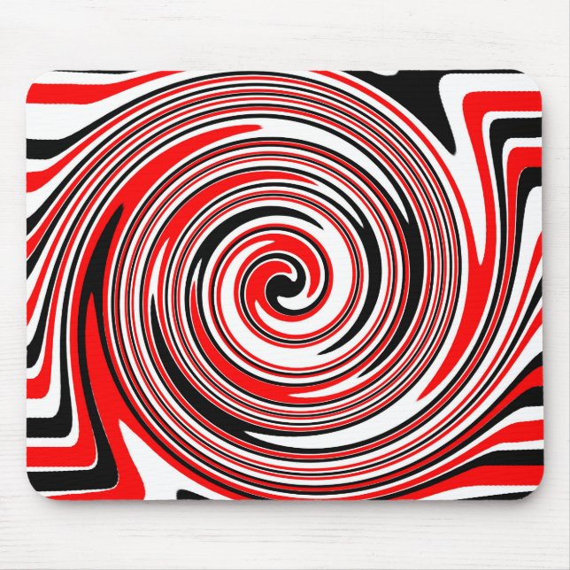 Alfombrilla De Ratón Diseño psicodélico rojo blanco y negro (Frente)