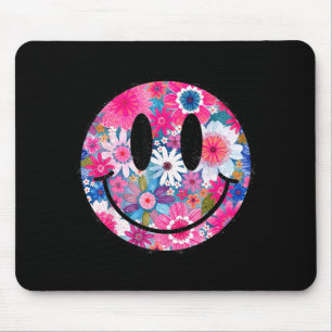 Alfombrilla De Ratón Diseño retro feliz flores cara sonriente boho groo