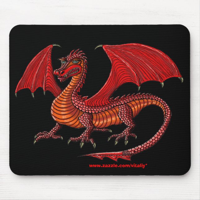 Alfombrilla De Ratón Diseño rojo del mousepad del dragón (Frente)