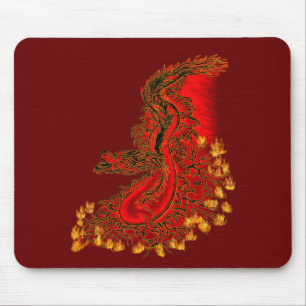 Alfombrilla De Ratón Diseño rojo y dorado de China Dragon