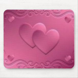 Alfombrilla De Ratón diseño rosado con 2 corazones