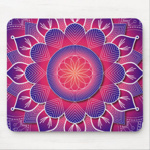 Alfombrilla De Ratón Diseño tradicional de Mandala azul morado