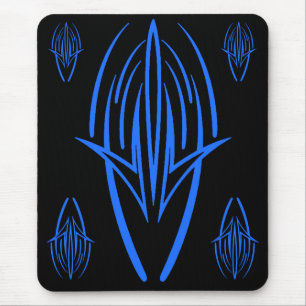 Alfombrilla De Ratón Diseño tribal azul neón en Mousepad negro